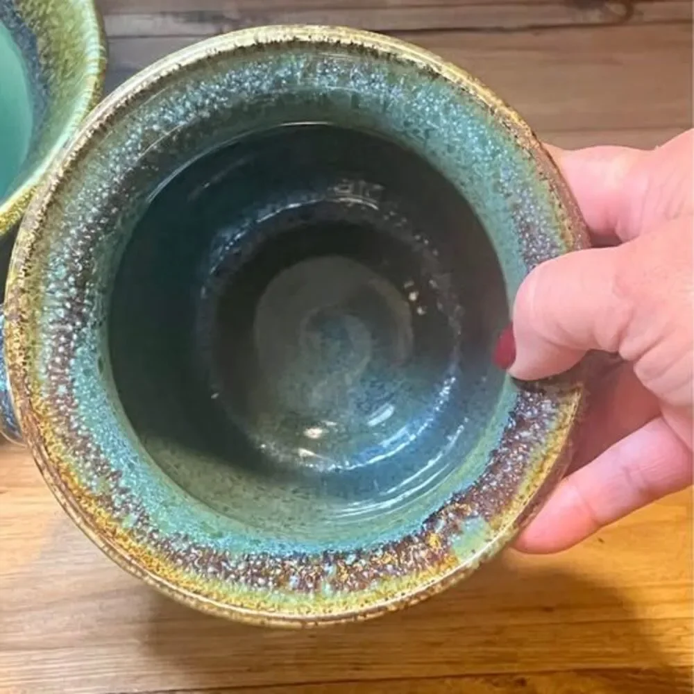 Pottery Vase Wine chiller pottery Signed hand spun